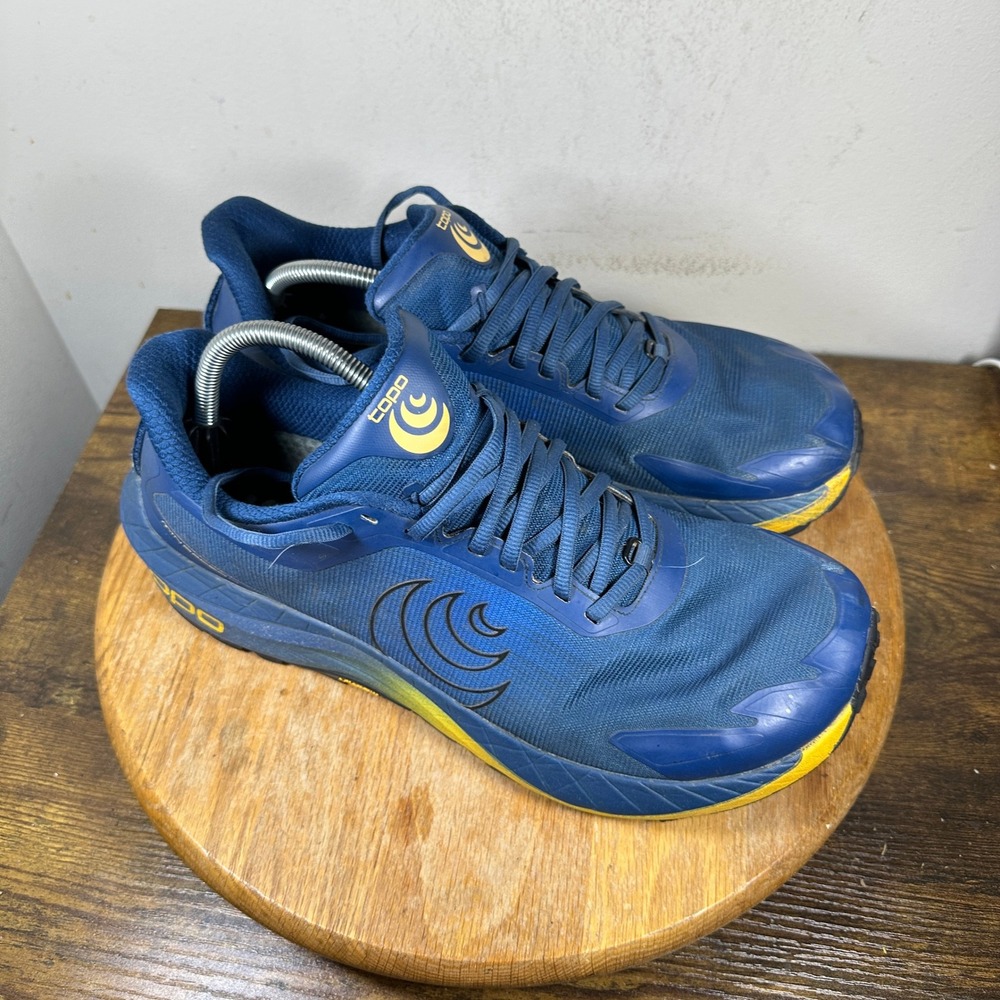 Topo Athletic Ultraventure 4 Mens Trail Running Shoes Blue Yellow Size 11.5